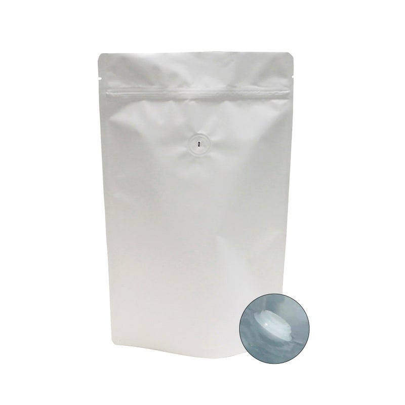 AwePackage High Barrier 12 oz Foil Stand up Zipper Pouch Coffee Bag with Valve (Matte White, 50) - Image 1